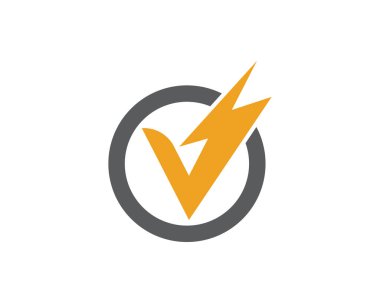 V Harfi Yıldırım Logo Şablonu vektör resimleme tasarımı