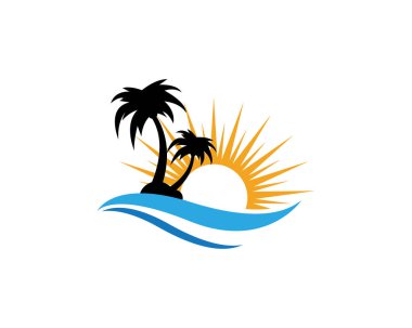 Palmiye ağacı logo şablonu vektör çizimi