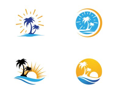 Palmiye ağacı logo şablonu vektör çizimi