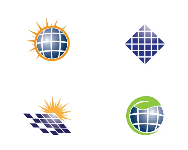 Zonne Logo Energie Pictogram Vector Ontwerp — Stockvector