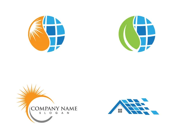 Logotipo Solar Icono Energía Vector Diseño — Vector de stock