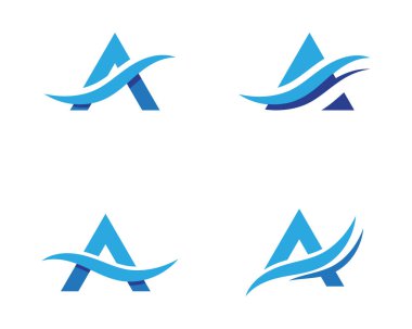 Bir mektup su dalga simge vektör çizim tasarım 