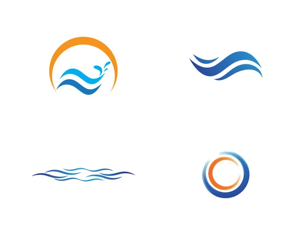 Acqua Onda Icona Vettoriale Illustrazione Disegno Logo — Vettoriale Stock