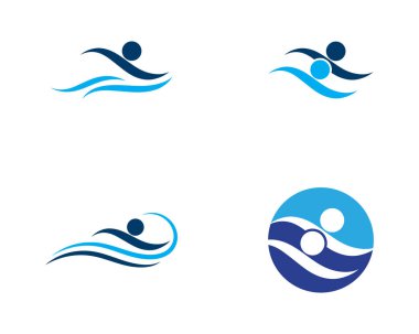 Su wave simge vektör çizim tasarım logosu Yüzme