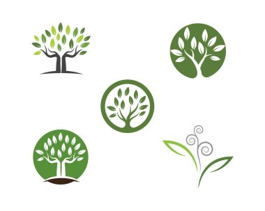 Yeşil ağaç yaprağı ekoloji doğa elementi vektörü logoları
