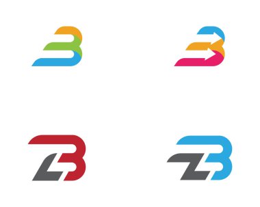 B Harfi logo şablonu vektör çizimi