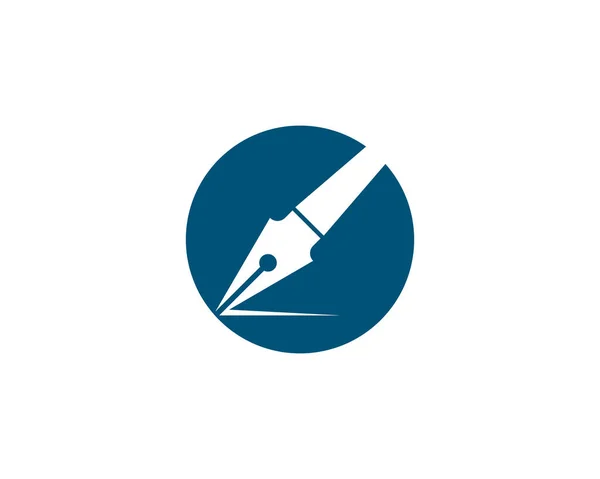 Перьевая Ручка Логотип Шаблона Векторная Иллюстрация — стоковый вектор