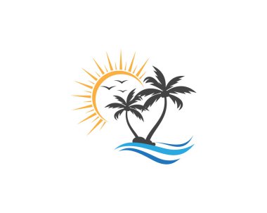 Palmiye ağacı logo şablonu vektör çizimi