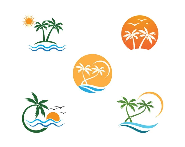 Palmera Verano Logo Plantilla Vector Ilustración — Archivo Imágenes Vectoriales