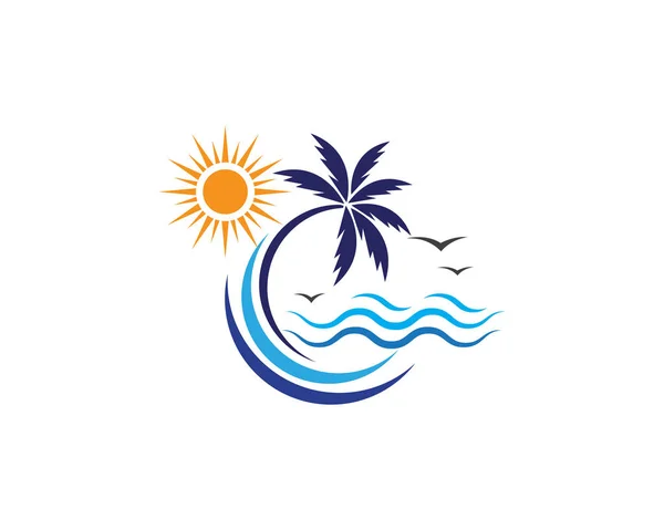 Palmera Verano Logo Plantilla Vector Ilustración — Archivo Imágenes Vectoriales