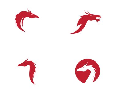 Baş ejderha düz renk logosu vektör çizimi
