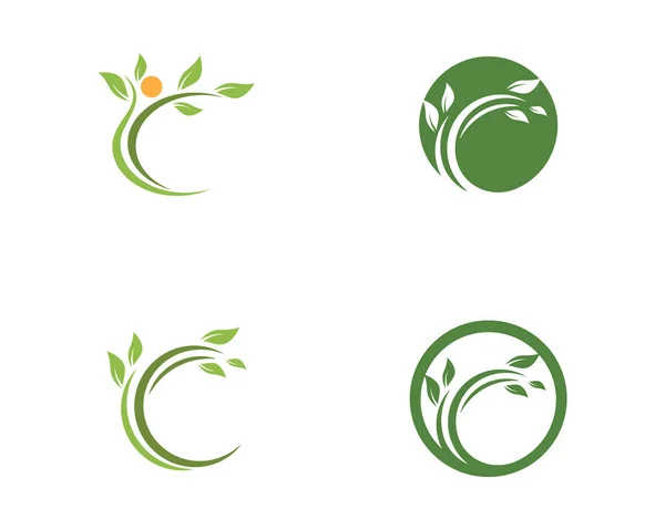 Logos Verde Árbol Hoja Ecología Naturaleza Elemento Vector — Vector de stock