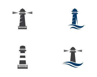 Işık evi Logo şablonu simge vektör çizim 