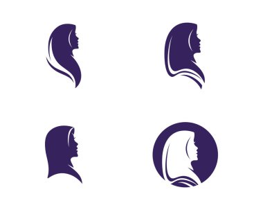 Muslimah tesettür logo şablon vektör illüstrasyon tasarımı