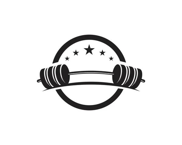 Barbel, plantilla de logotipo de icono de gimnasio de mancuerna — Archivo Imágenes Vectoriales