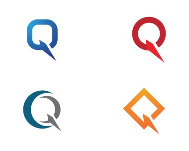 Q Harfi simgesi vektör tasarım şablonu