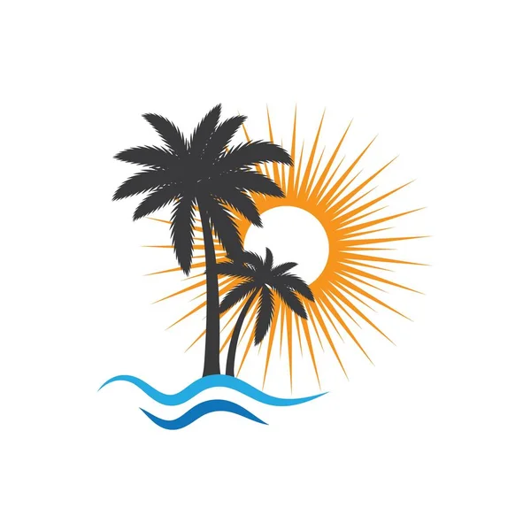 Palm tree nyári logó sablon — Stock Vector