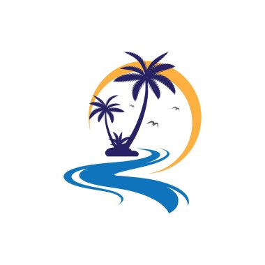 Palmiye ağacı yaz logo şablonu