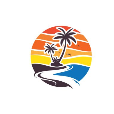 Palmiye ağacı yaz logo şablonu