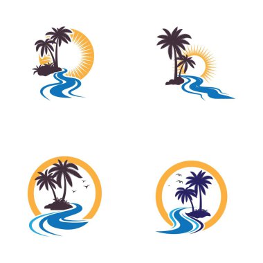 Palmiye ağacı yaz logo şablonu