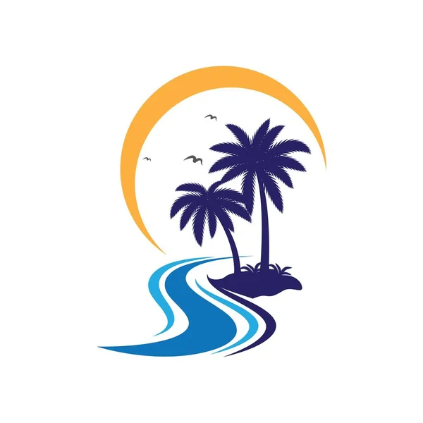 Palm tree nyári logó sablon — Stock Vector