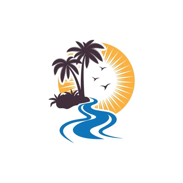 Plantilla de logotipo de verano palmera — Archivo Imágenes Vectoriales