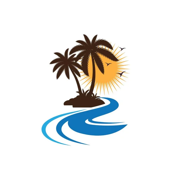 Plantilla de logotipo de verano palmera — Vector de stock