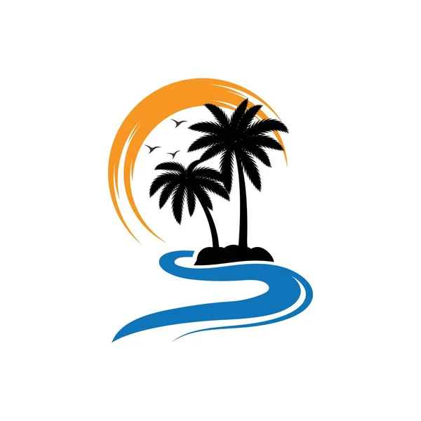 Modèle de logo d'été palmier — Image vectorielle