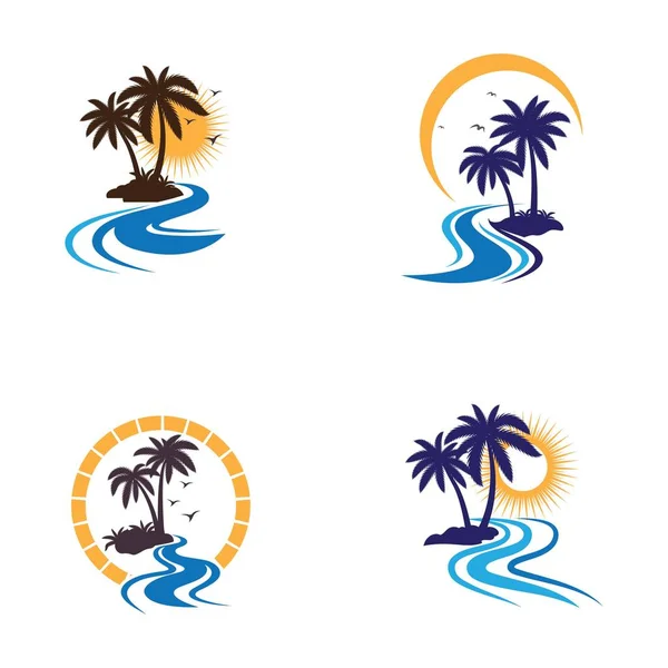 Palm tree summer logo template — Stock Vector