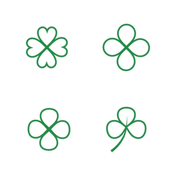 Green Clover Leaf ícone modelo —  Vetores de Stock