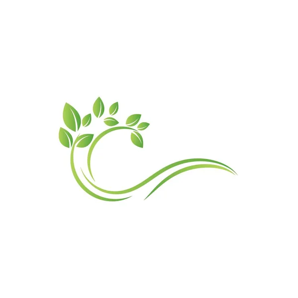 緑の木の葉生態系自然要素ベクトルデザイン — ストックベクタ