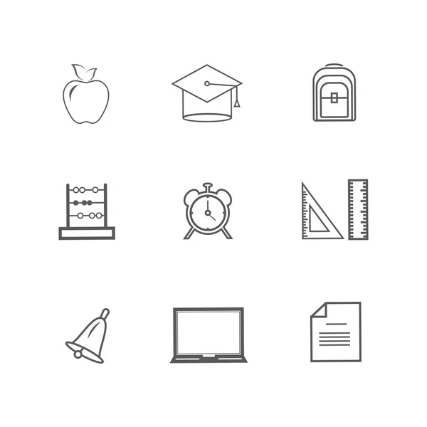Icones Escola Educação Ilustração Design Vetorial —  Vetores de Stock