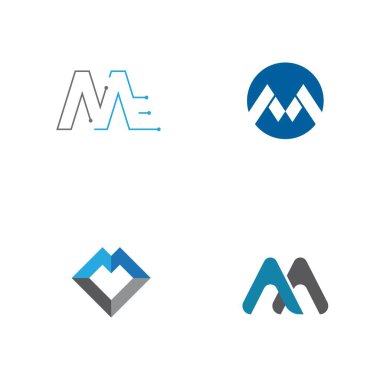 M Harfi Simgesi Şablonu Vektör İllüstrasyon Tasarımı