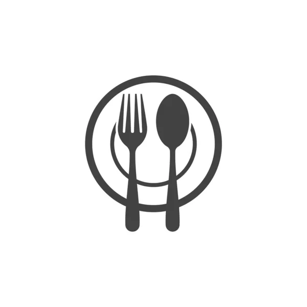 Fork Placa Colher Ícone Vetor Ilustração Design —  Vetores de Stock