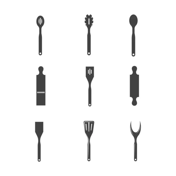 Fork Placa Colher Ícone Vetor Ilustração Design — Vetor de Stock