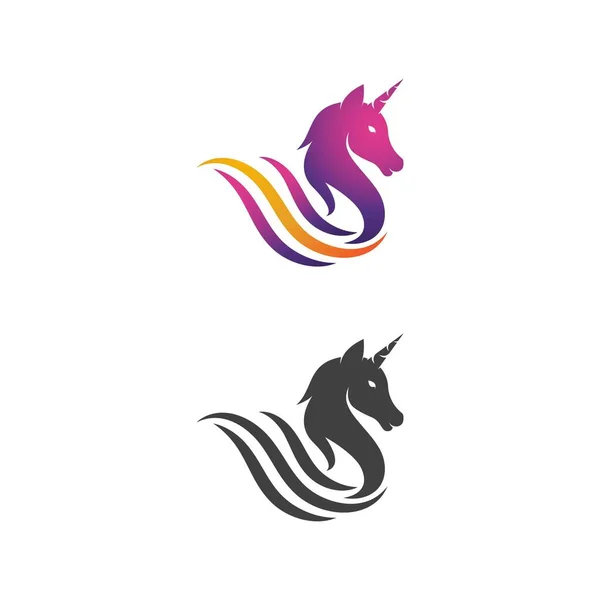 Templat Desain Gambar Ikon Vektor Unicorn Logo - Stok Vektor