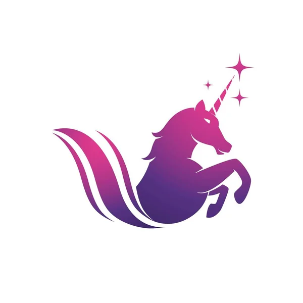 Templat Desain Gambar Ikon Vektor Unicorn Logo - Stok Vektor