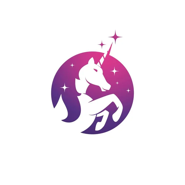 Templat Desain Gambar Ikon Vektor Unicorn Logo - Stok Vektor