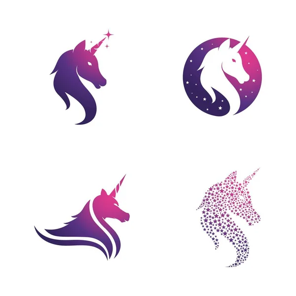 Templat Desain Gambar Ikon Vektor Unicorn Logo - Stok Vektor