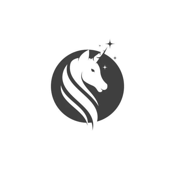 Templat Desain Gambar Ikon Vektor Unicorn Logo - Stok Vektor