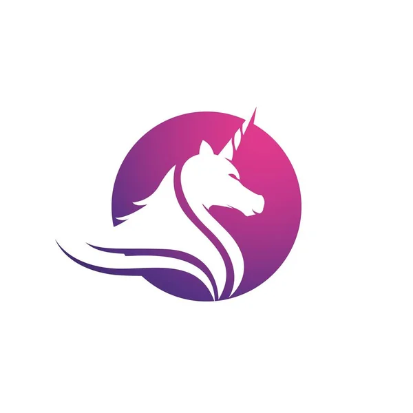 Templat Desain Gambar Ikon Vektor Unicorn Logo - Stok Vektor