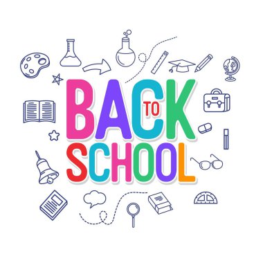 Okul elemanı vektör illüstrasyon tasarımına geri dön