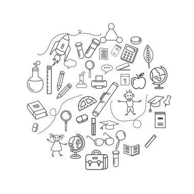 Okul elemanı vektör illüstrasyon tasarımına geri dön