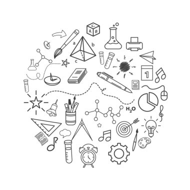 Okul elemanı vektör illüstrasyon tasarımına geri dön