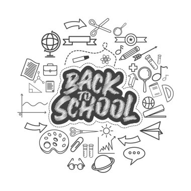 Okul elemanı vektör illüstrasyon tasarımına geri dön