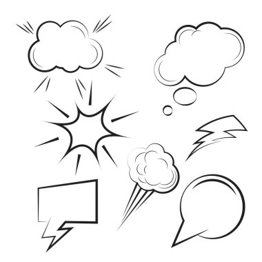 Bulut Çizgi Roman Tasarımı Element Vektörü İllüstrasyonu