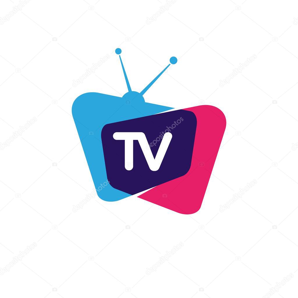 TV icon logo vector illustration design template