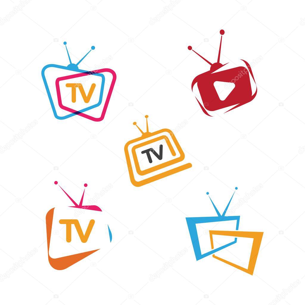 TV icon logo vector illustration design template