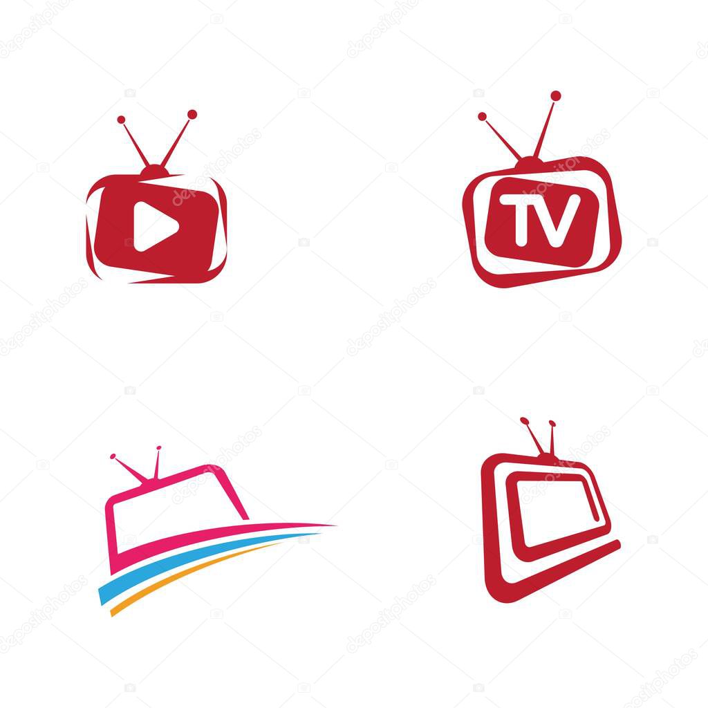 TV icon logo vector illustration design template