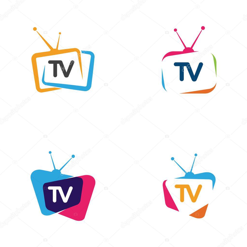 TV icon logo vector illustration design template